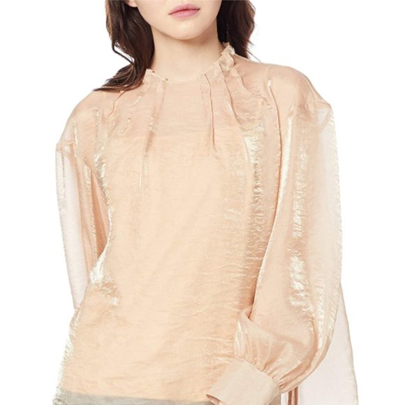 Mock Neck pleated blouse